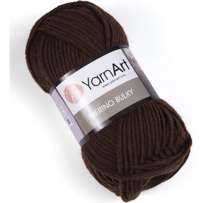 Pletací příze YarnArt MERINO BULKY 3067 tmavě hnědá, jednobarevná, 100g/100m