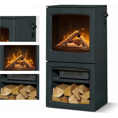 Acantha Stojící krb s funkcí topení 1800 W šedý