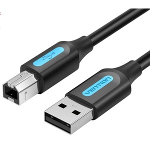 Vention USB-A 2.0/M - USB-B/M, (PVC, черен, кабел за принтер, кабел за принтер), 3 м, кабел
