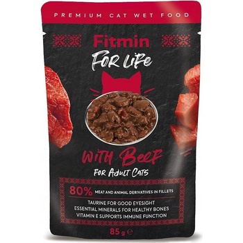 Fitmin For Life Cat Filetky s hovädzím mäsom v omáčke 85 g