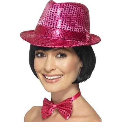 Smiffys.com Klobouk s flitry růžový