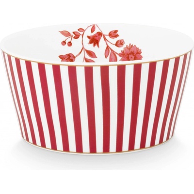 Pip Studio Royal stripes miska bílo-tmavě růžová ∅ 12 cm