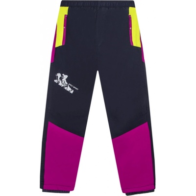 Wolf B2273 dívčí šusťákové kalhoty zateplené tmavě modrá růžová