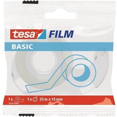 TESA Lepiaca páska s dispenzorom, 15 mm x 33 m, "Basic", priehľadná