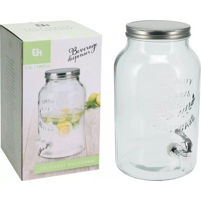 EXCELLENT HOUSEWARE Zásobník na nápoje dávkovacie sklo 5,5 l