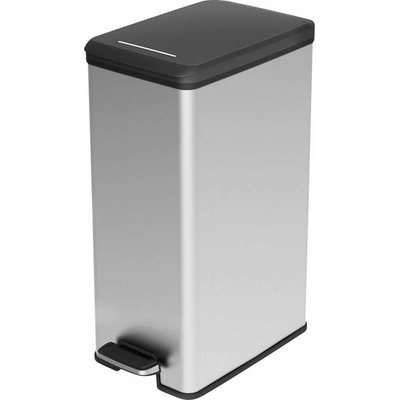 Curver Slim Bin pedálový odpadkový koš 40 l, černý/stříbrný