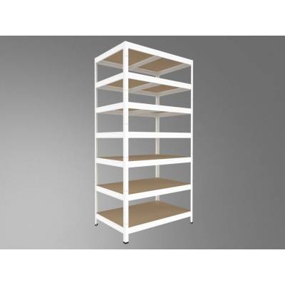 Biedrax Regál do sklepa 50 x 90 x 240 cm, bílý, 7 polic MDF, nosnost 200 kg na polici