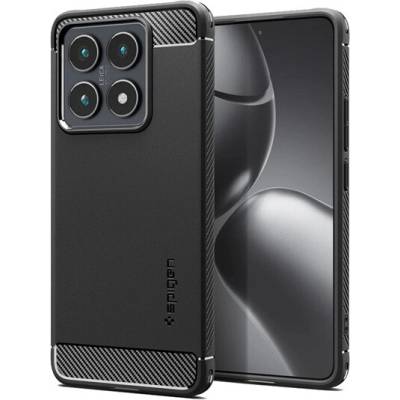 Spigen Rugged Armor silikónové puzdro na telefón pre Xiaomi 14T Pro 5G, odolné proti nárazom, karbónový vzor, čierne ACS08858