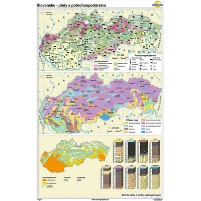 Nástenná mapa Slovensko - pôdy a poľnohospodárstvo
