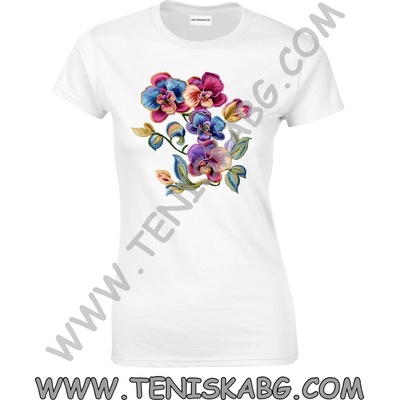 Fruit of the Loom Тениска - Принт бродерия цветя