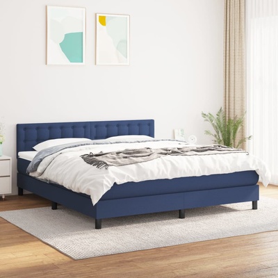 vidaXL Боксспринг легло с матрак, синьо, 160x200 см, плат (3140391)