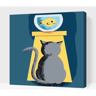 Vymalujsisam.cz Malování podle čísel Kočka a kořist Velikost 50 x 50 cm Rámování Na kartonové desce