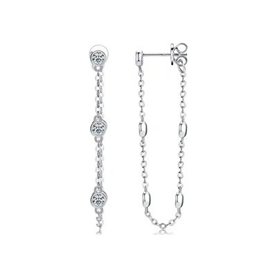 Nubis stříbrné řetízkové náušnice s moissanity MN156