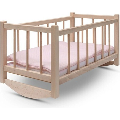 Baby Mix Drevená postieľka-kolíska pre bábiky s obliečkami Prírodná