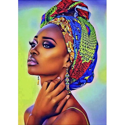 Norimpex - Puzzle Diamant painting: Woman with colorful scarf 30x40 cm - 1 - 39 piese