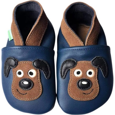 Hopi Hop kožené capáčky Barefoot Pejsek na modré