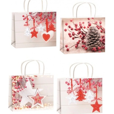 Vánoční dárková taška 12041 L s glitry 36x22cm