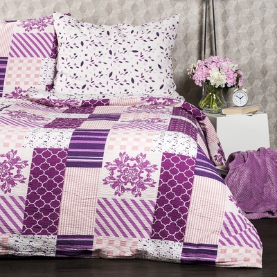 4Home krep povlečení Patchwork violet 140x200 70x90
