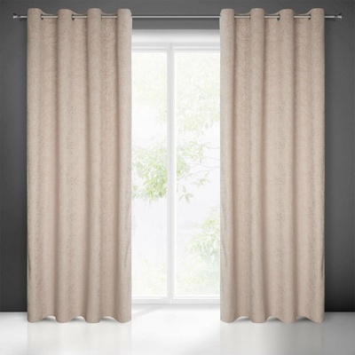 Eurofirany Závěs 140 x 250 cm sametový béžový s kovovými kroužky OCTAVIA