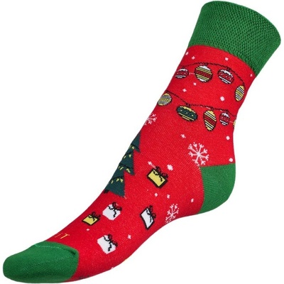 Bellatex veselé ponožky Vianoce P/8227 červená zelená