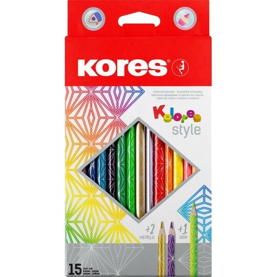 Kores Style trojhranné pastelky 15 farieb