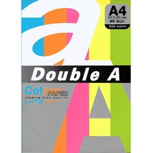Double A Хартия Double A Rainbow 32420, A4, 80 g/m2, 500 листа, различни цветове (OK32420)