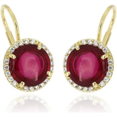 Zlatnictví U Kostela zlaté náušnice s rubínem a zirkony 1284