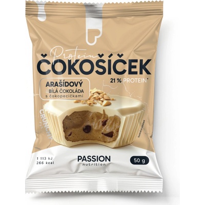 Passion nutrition Proteinový čokošíček Arašídový v bílé čokoládě s čokopecičkami 50 g – Zboží Dáma