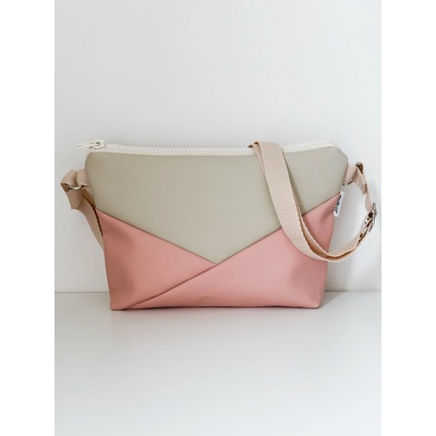 Crossbody Simplicity Béžová a pudrová skládaná