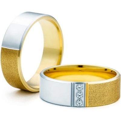 Savicki Snubní prsteny dvoubarevné zlato ploché SAVOBR147