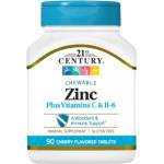 21st Century Zinc + Vitamins C & B-6 [90 Дъвчащи таблетки] Череша