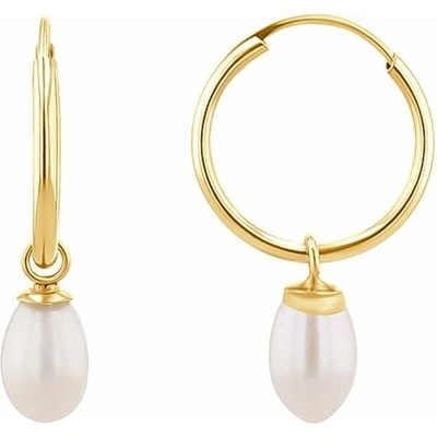 Eppi Zlaté visiace náušnice s bielymi perlami Cathy E46058