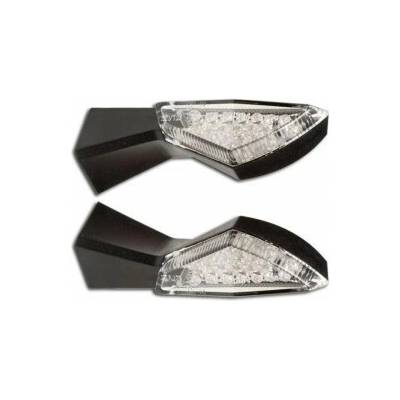 LED blinkry SQUARE CLEAR, čiré sklo, plastové, černé (pár-2ks)