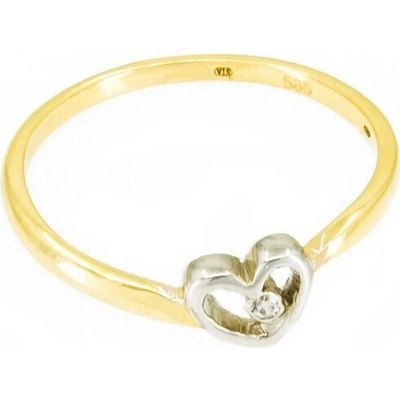 sZlato.cz 3338 Zlatý dámský prsten do tvaru srdce s bílým zirkonem