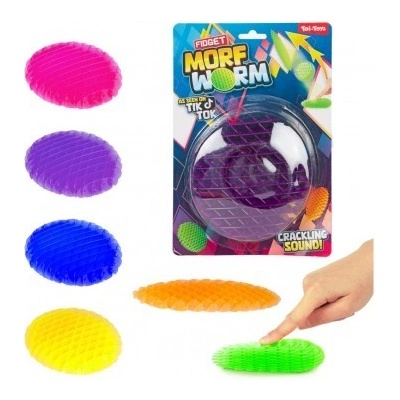 Teddies Fidget worm měnící tvar antistresový plast 13cm 6 barev