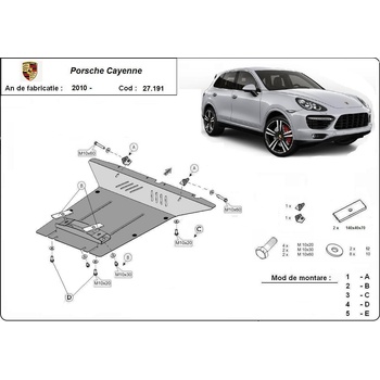 Scut Motor - Румъния Метална кора под двигател porsche cayenne (958) от 2010 (73816)