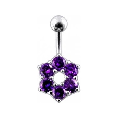 Šperky4U stříbrný piercing do pupíku kytička BP01016-A