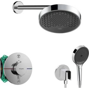 Hansgrohe - Душ комплект с термостат за вграждане, с корпус, диаметър 25 см, 3 струи, хром SANI21HHH006 (SANI21HHH006)