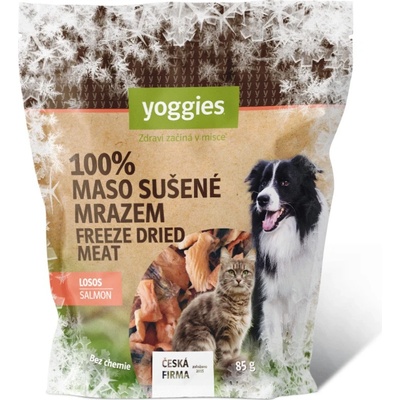 Yoggies Mrazom sušený lyofilizovaný losos Maškrta pre psy a mačky 85 g