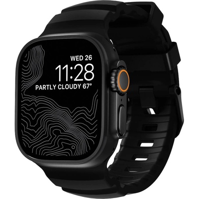 Nomad Силиконова каишка за Apple Watch 42мм, 44мм, 45мм, 46мм, Ultra, Ultra 2, Ultra 3 49мм - Nomad Rocky Point Strap Carbon Black (черен-черен) (NM011697858)