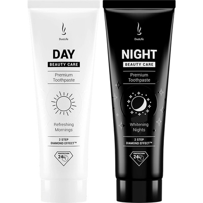 Duolife bělicí sada zubní pasty day & night beauty care 2 x 50 ml