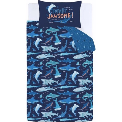 Catherine Lansfield Синьо единично детско спално бельо 135x200 cm Jawsome Shark - Catherine Lansfield (BD/59720/W/SQS/NB)