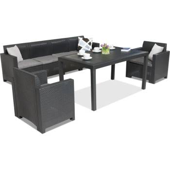 BICA Комплект техноратанови мебели Nebraska Apetito за 6 души антрацит Bica (BCHNEB6ANT)