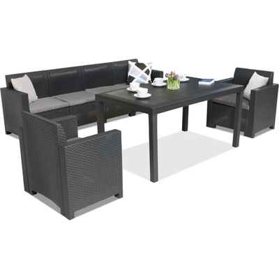 BICA Комплект техноратанови мебели Nebraska Apetito за 6 души антрацит Bica (BCHNEB6ANT)