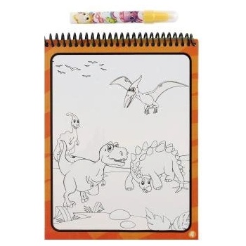 Teddies Магическо рисуване с вода/блок с молив динозаври, 4 листа