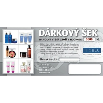 NIOBLU Dárkový šek v hodnotě 3000 Kč
