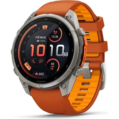 Garmin fenix 9 Pro - inReach, 47mm, AMOLED, Sapphire, Titanium, Autumn Orange/Spark Orange band 010-04336-01