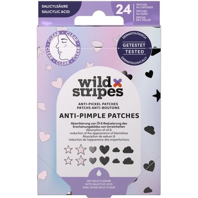 Wild Stripes Anti-Pimple Patches Holo Clear - Hydrokoloidní náplasti s kyselinou salicylovou pro bodovou léčbu pupínků 24 ks
