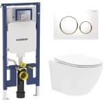 Rune Комплект казанче за вграждане Geberit Duofix Sigma с комплект за фиксиране, бял бутон Sigma20, плюс бяла тоалетна чиния Rune Ivaldi с тънък капак softclose (111.796.00.2+115.882.KK.1+5940541330400)