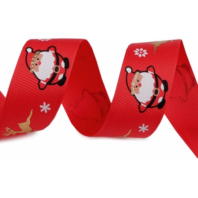 Vánoční rypsová stuha (25 mm) - Santa Claus - metráž